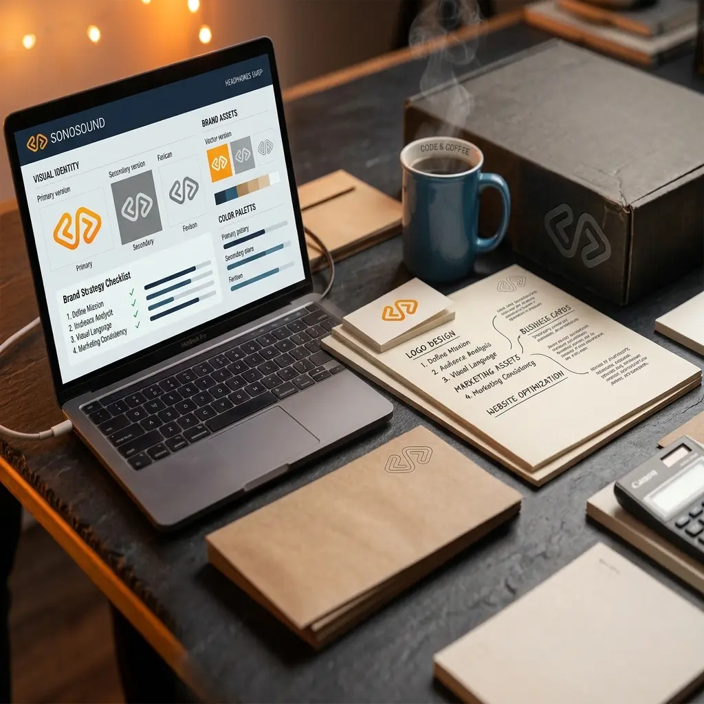 Hands placing printed brand guideline materials onto a table during a review